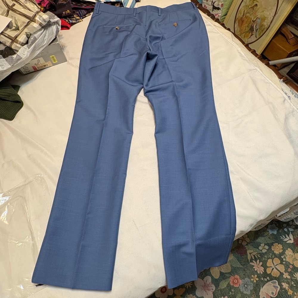 Burberry Steel Blue Mohair Wool Classic Trousers Mens IT 52 US 42 8023725 NEW - Picture 10 of 11